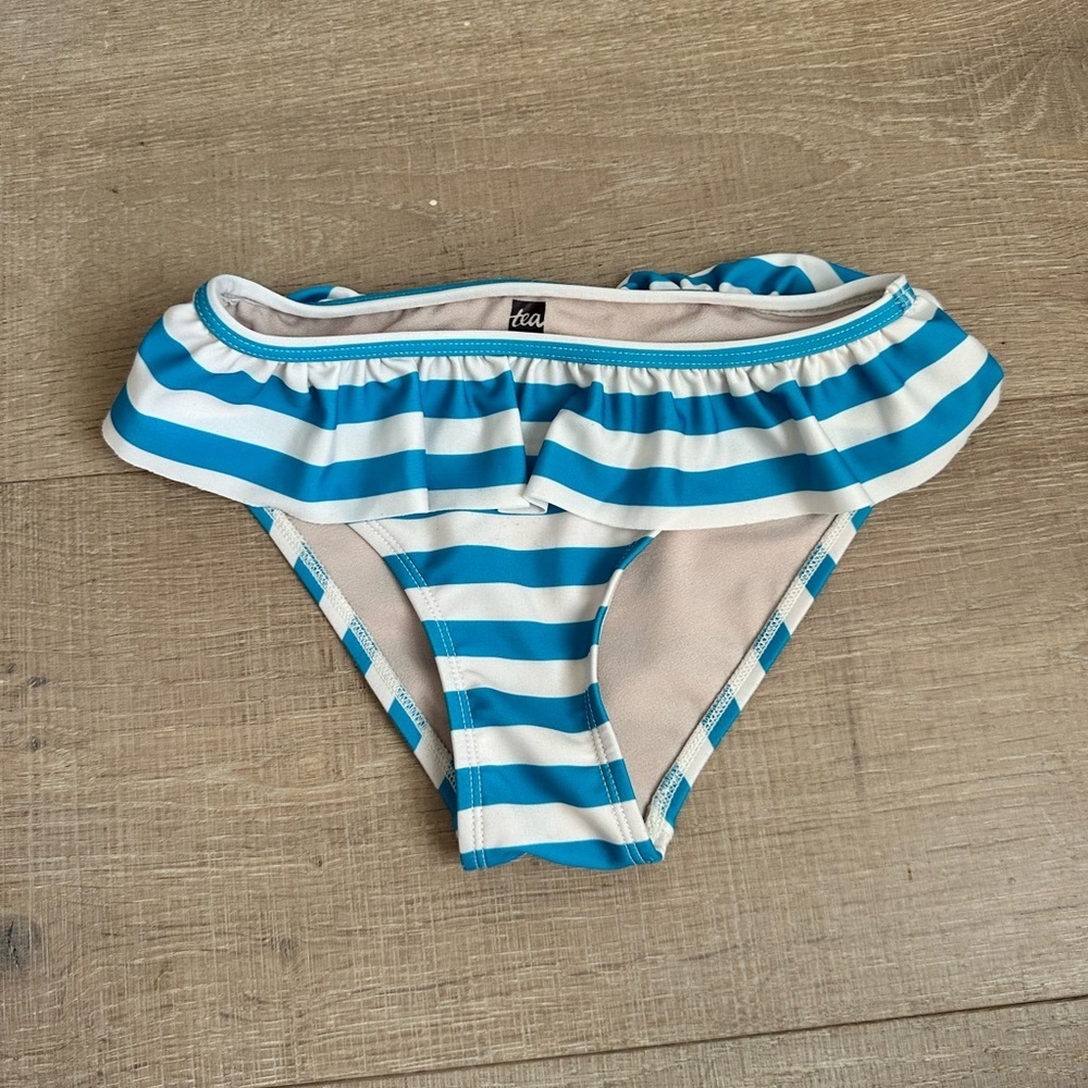 Tea Collection Turquoise and White Ruffled Bikini Bottom - Picture 2 of 5